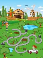 A farm boardgame template vector