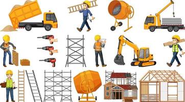 Set of construction site objects vector