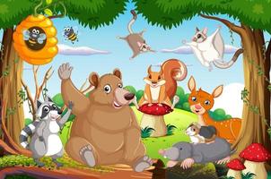 Scene with wild animals in forest vector