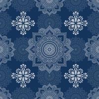 Dark Blue Background with White Mandala Pattern vector