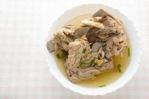 Slow Cooker Pork Bone Broth, it's simmered for many hours to extract as much nutrients from it. The long cooking time breaks down bone to release vitamins, collagen, nutrients are good for us. photo