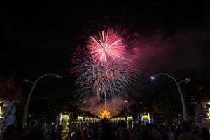 Colorful Rainbow Fireworks in the New Year 2018 Events at Royal Flora Ratchaphruek, Chiang Mai, Thailand photo