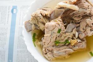 Slow Cooker Pork Bone Broth, it's simmered for many hours to extract as much nutrients from it. The long cooking time breaks down bone to release vitamins, collagen, nutrients are good for us. photo