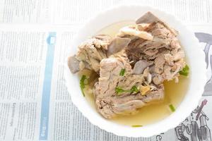 Slow Cooker Pork Bone Broth, it's simmered for many hours to extract as much nutrients from it. The long cooking time breaks down bone to release vitamins, collagen, nutrients are good for us.