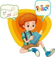 Speech bubble with boy reading book vector