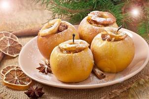 Baked apples with honey and nuts photo