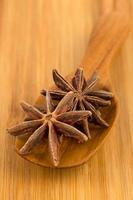 Anise stars in wooden spoon photo