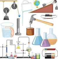 Many science equipments on white background vector