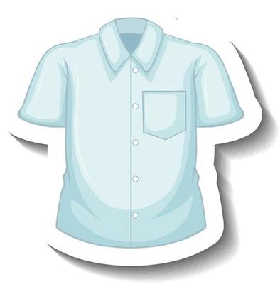 Sticker bright blue shirt in cartoon style