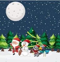 tema navideño con santa y muñeco de nieve vector