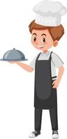 Male chef in black apron vector