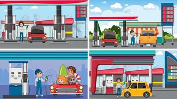 Set of oil petrol and gas relevant scene vector