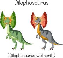 Dilophosaurus in green and gray vector