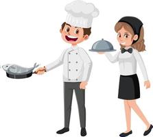 Chef and waitress in uniform vector