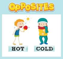 Opposite English words with hot and cold vector