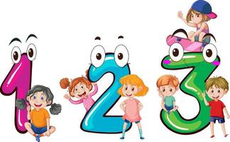 Children cartoon character with numbers vector