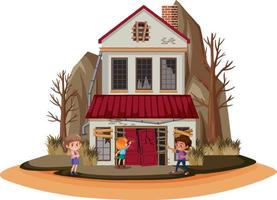 Isolated scene with abandoned house vector