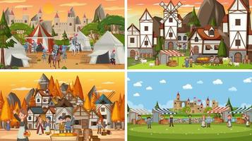 Set of different scene medieval vector