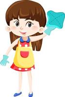 Housekeeper girl cartoon character vector