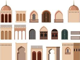 Many building design set with different windows vector