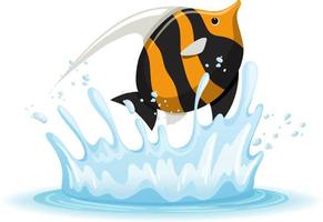 A water splash with fish on white background vector