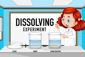 experimento científico de disolución con arena y agua vector