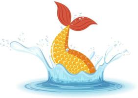 A water splash with mermaid tail on white background vector