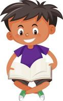 Boy reading a book on white background vector