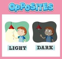 Opposite English words with light and dark vector