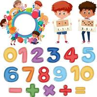 Counting number 0 to 9 and math symbols vector