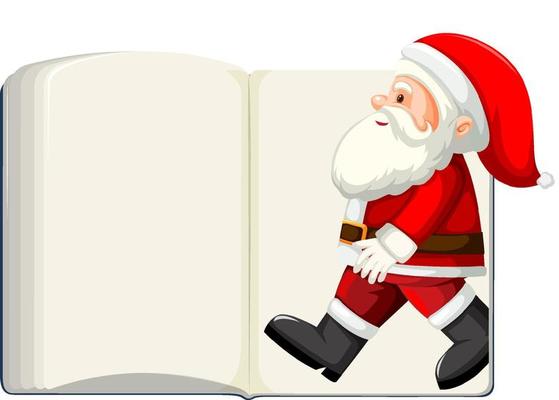 Opened blank book with Santa Claus