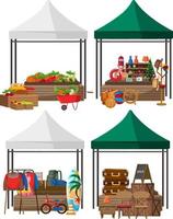Flea market concept with set of different stores vector