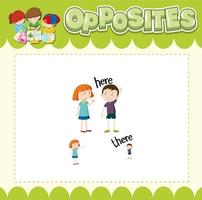 Education word card of English opposites word vector