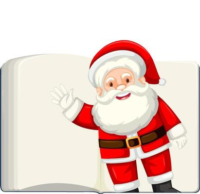 Opened blank book with Santa Claus