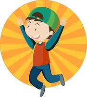 Active boy simple cartoon character vector