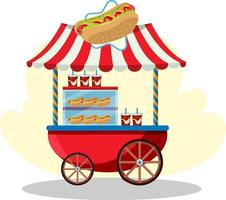 Street food cart concept with hotdog cart vector