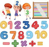 Counting number 0 to 9 and math symbols vector