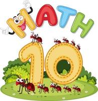 matemáticas número 10 con diez hormigas vector