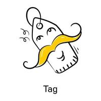 A well-designed doodle icon of tag vector