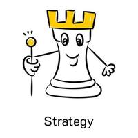 pieza de ajedrez denota el concepto de estrategia, icono dibujado a mano vector