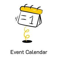 An editable hand drawn icon of event calendar vector