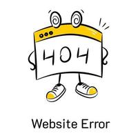 icono dibujado a mano del error del sitio web con escalabilidad vector