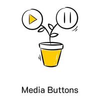 Get a glimpse of this amazing media buttons icon, hand drawn style vector