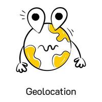 pon tus manos en este lindo icono dibujado a mano de geolocalización vector