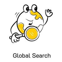 An eye catchy hand drawn icon of global search vector