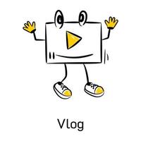 un lindo icono dibujado a mano de vlog vector