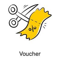 Hand drawn icon of voucher is now available for premium use vector