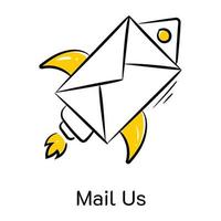 Premium hand drawn icon of mail us is up for use vector