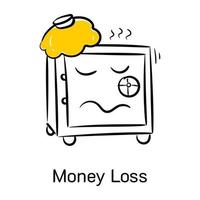 An editable icon of money loss in hand drawn style vector