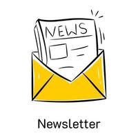 A customizable hand drawn icon of newsletter vector